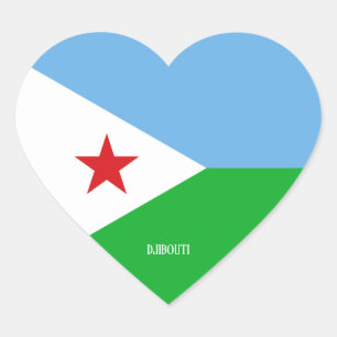 Pegatina En Forma De Corazón Bandera de Yibuti espléndido patriótico