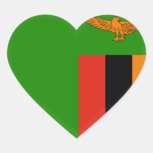Pegatina En Forma De Corazón Bandera de Zambia