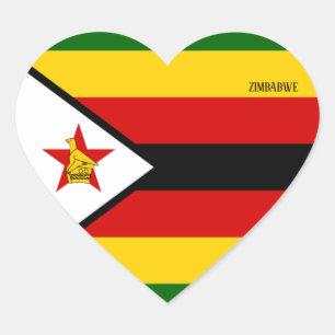 Pegatina En Forma De Corazón Bandera de Zimbabue espléndida patriótica