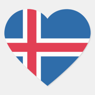 Pegatina En Forma De Corazón Bandera del Corazón de Islandia