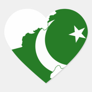 Pegatina En Forma De Corazón Bandera del mapa de Pakistán