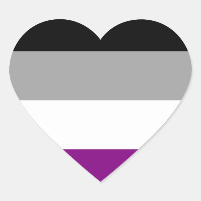 Pegatina En Forma De Corazón Bandera del Orgullo Asexual (Anverso)