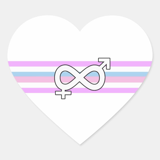 Pegatina En Forma De Corazón Bandera del Orgullo Intersexual (Anverso)