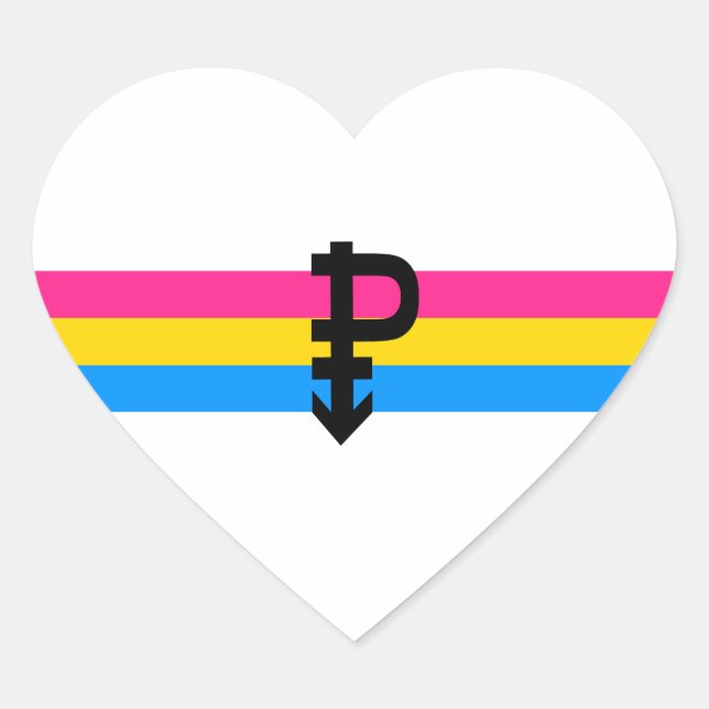 Pegatina En Forma De Corazón Bandera del Orgullo Pansexual (Anverso)