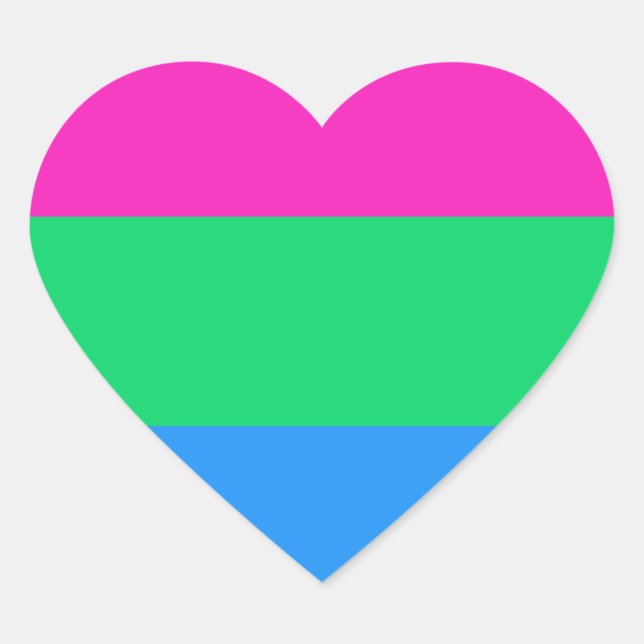 Pegatina En Forma De Corazón Bandera del Orgullo Polisexual (Anverso)