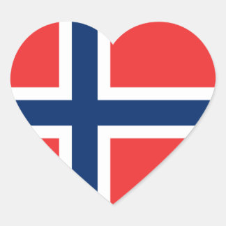 Pegatina En Forma De Corazón Bandera del Pegatina de Noruega (Corazón)