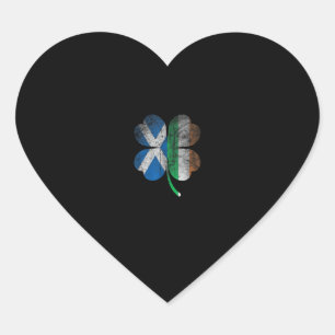 Pegatina En Forma De Corazón Bandera escocesa irlandesa Shamrock Ireland Saint 