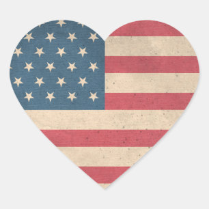 Pegatina En Forma De Corazón Bandera estadounidense modelada por el corazón pat