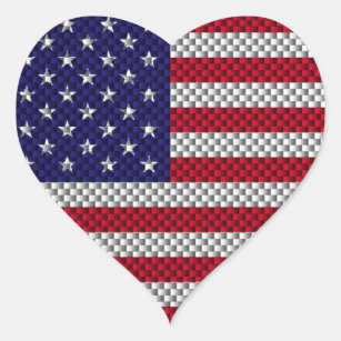 Pegatina En Forma De Corazón Bandera estadounidense sobre la fibra de carbono c