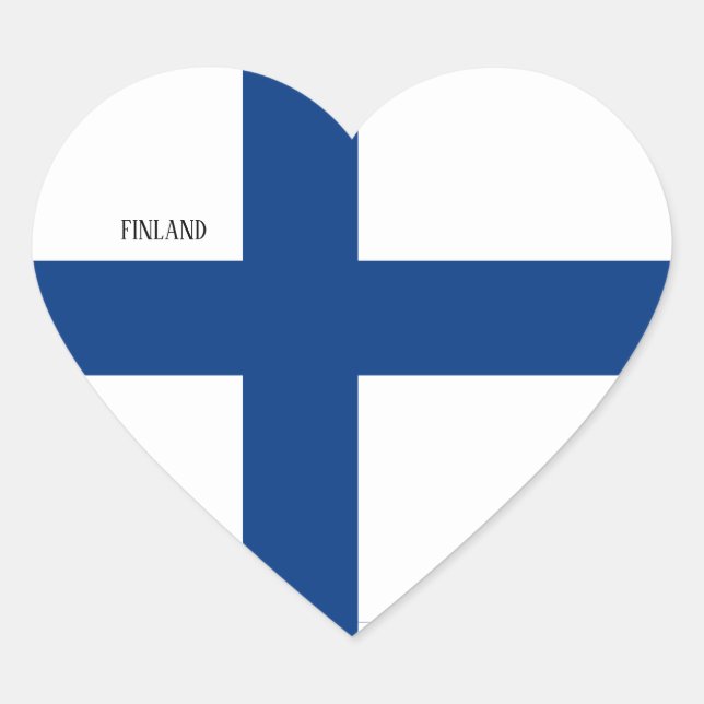 Pegatina En Forma De Corazón Bandera finlandesa espléndida patriótica (Anverso)