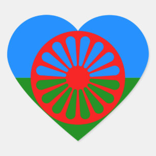 Pegatina En Forma De Corazón Bandera gitana oficial romaní