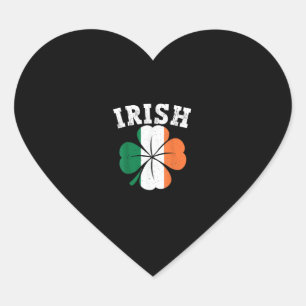 Pegatina En Forma De Corazón Bandera irlandesa Shamrock St Patrick Day Vintage