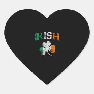 Pegatina En Forma De Corazón Bandera irlandesa Shamrock St Patrics Day Vintag