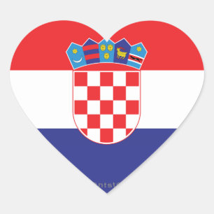 Pegatina En Forma De Corazón Bandera lisa de Croacia