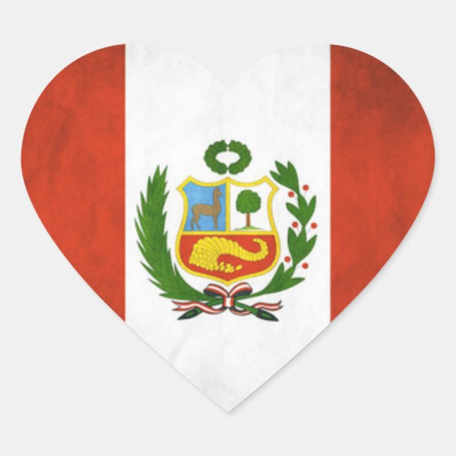 Pegatina En Forma De Corazón Bandera Nacional del Perú (Anverso)