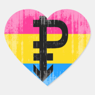Pegatina En Forma De Corazón Bandera Pansexual del vintage