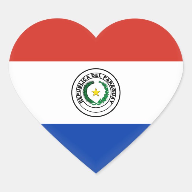 Pegatina En Forma De Corazón Bandera paraguaya (Anverso)
