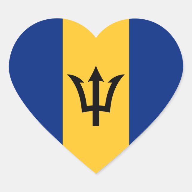 Pegatina En Forma De Corazón Bandera Patriótica de Barbados (Anverso)