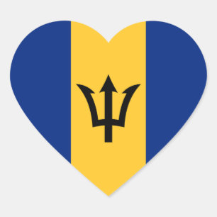 Pegatina En Forma De Corazón Bandera Patriótica de Barbados