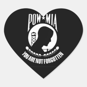 PEGATINA EN FORMA DE CORAZÓN BANDERA POW-MIA