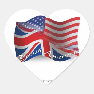 Pegatina En Forma De Corazón Bandera que agita Británico-Americana
