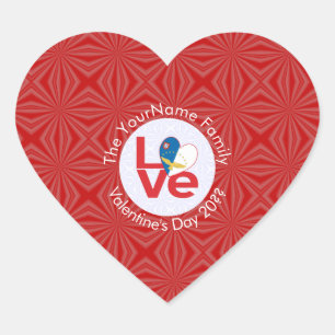 Pegatina En Forma De Corazón Bandera Roja de Azores LOVE Personalizada