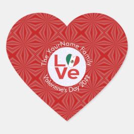 Pegatina En Forma De Corazón Bandera Roja Mexicana de AMOR personalizada