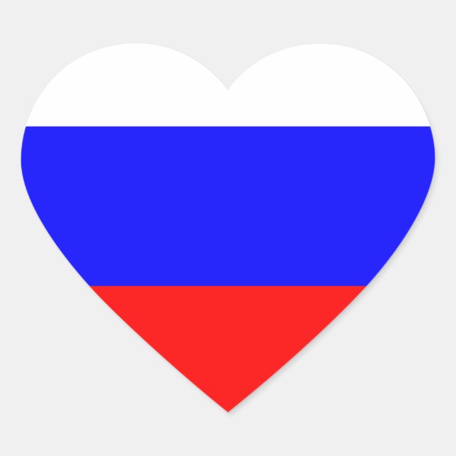 PEGATINA EN FORMA DE CORAZÓN BANDERA RUSA (Anverso)