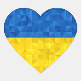 Pegatina En Forma De Corazón Bandera ucraniana. Amor a Ucrania. Apoyo. Corazón.