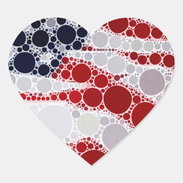 Pegatina En Forma De Corazón Bandera única patriótica estadounidense (Anverso)
