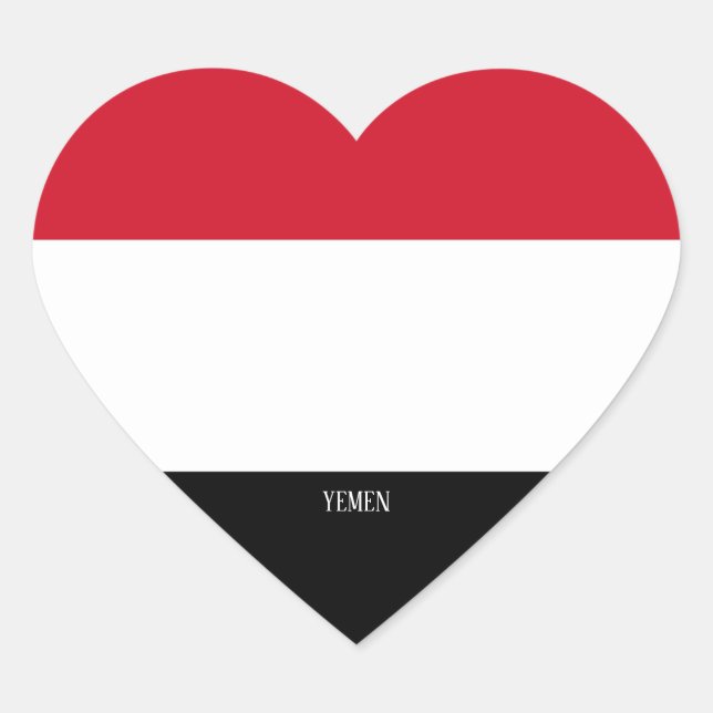 Pegatina En Forma De Corazón Bandera yemení espléndida patriótica (Anverso)