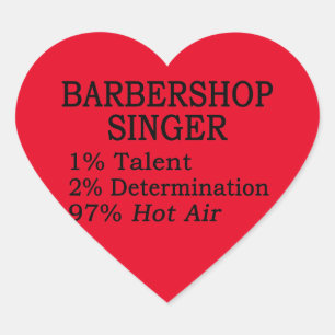 Pegatina En Forma De Corazón Barbershop Singer Pegatina del corazón del aire ca
