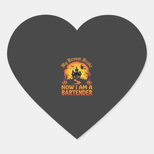 Pegatina En Forma De Corazón Bartender de Halloween Casa Embrujada Bruja Calaba