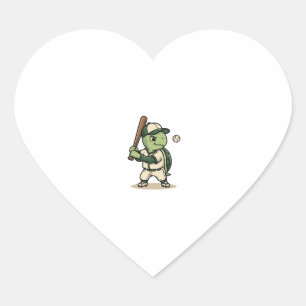 Pegatina En Forma De Corazón Bateador de béisbol de tortuga linda arte vectoria