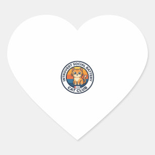 Pegatina En Forma De Corazón Batería Social de Introvertido Gato Diseño de Gati