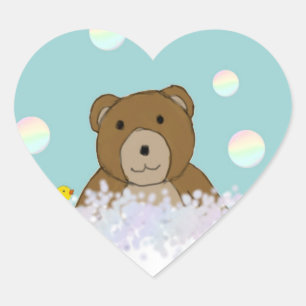 Pegatina En Forma De Corazón Bath Time Teddy Pegatinas