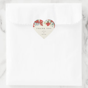 Pegatina En Forma De Corazón Bayas Rojas + Eucalipto Agradecimiento de Navidad