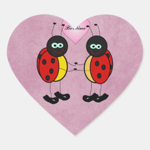 Pegatina En Forma De Corazón Be Mine Pink Adolescente Ladybug El día de San Val