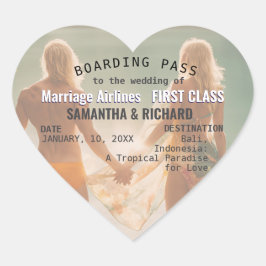 Pegatina En Forma De Corazón Beach Wedding Boarding Pass Romantic 