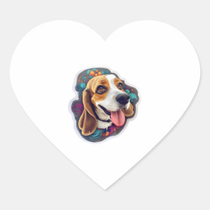 Pegatina En Forma De Corazón Beagle 4