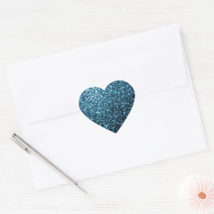 Pegatina En Forma De Corazón Bebé azul claro brillo falso destellos