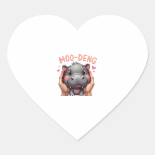 Pegatina En Forma De Corazón Bebé Moo-Deng Pygmy Hippo Cute Baby Hippo Moodeng