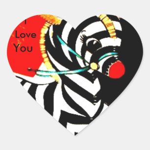 Pegatina En Forma De Corazón Bebé ventilado Adorable Zebra Valentine