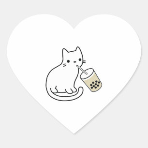 Pegatina En Forma De Corazón Beber gato Boba Leche Tea Bobalogy Hoodie