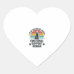 Pegatina En Forma De Corazón Bedlington Terrier Apoyo Emocional Humano Vintage