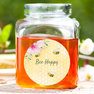 Pegatina En Forma De Corazón Bee Happy bumble abejas honeycomb florines de vera