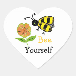 Pegatina En Forma De Corazón Bee Yourself Bumble Bee Design