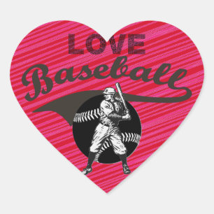 Pegatina En Forma De Corazón Béisbol: Pegatina del Corazón Vintage
