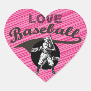 Pegatina En Forma De Corazón Béisbol: Pegatina del Corazón Vintage