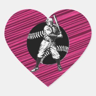 Pegatina En Forma De Corazón Béisbol: Pegatina del Corazón Vintage